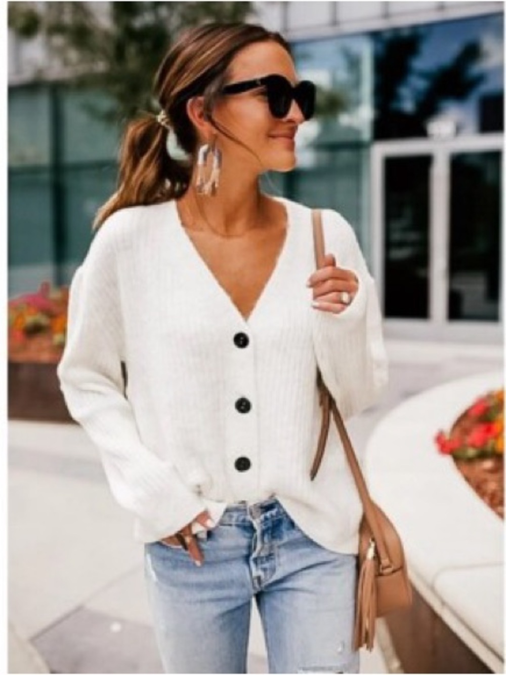 Topshop white button up cardigan Size petite 0